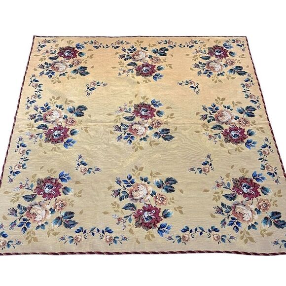 Gobly’s Vintage Rose Floral French Wool Tapestry - Picture 2 of 6